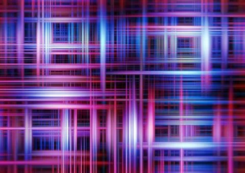 Overlapping light beams background Crossing blue and red stripes on a blac... Stock Photos