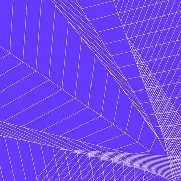 Overlapping linear mesh grid purple abstract geometric background vector Illustrazione stock