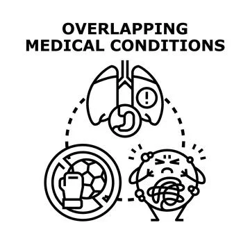 Overlapping medical conditions causing complex health problems Illustration