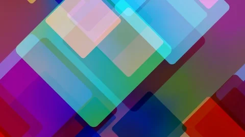 Overlapping multi-color translucent rounded squares, vibrant abstract loopable Stock-Footage 343829463