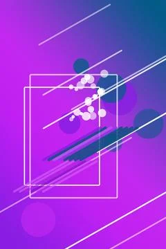 Overlapping neon square frames hover across a magenta and blue gradient, su.. Stock-Illustration