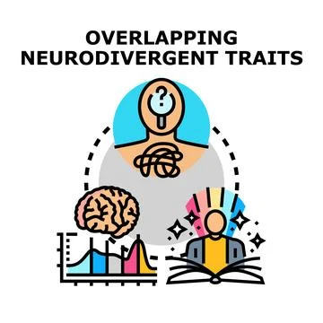 Overlapping neurodivergent traits vector illustration Stock Illustration