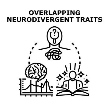 Overlapping neurodivergent traits vector illustration Illustrazione stock