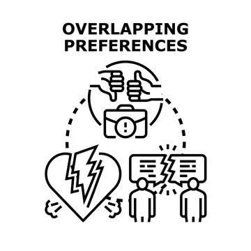 Overlapping preferences causing conflict and disagreement Stockillustratie