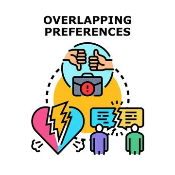 Overlapping preferences causing conflict and disagreement Stockillustratie