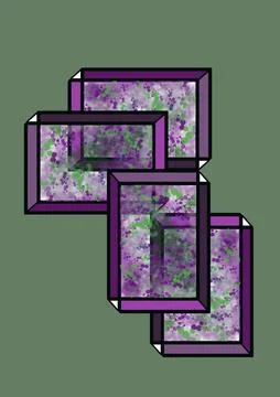 Overlapping Purple Frames with Splatter Effect on Green Background Illustrazione stock