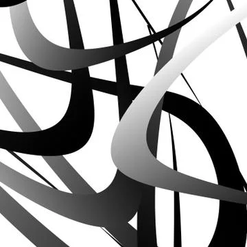 Overlapping random curved lines / shapes grayscale geometric pattern. Artisti Illustrazione stock