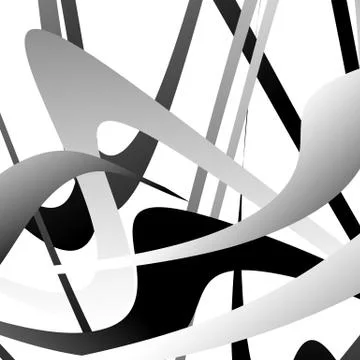 Overlapping random curved lines / shapes grayscale geometric pattern. Artisti Illustrazione stock
