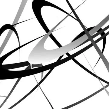 Overlapping random curved lines / shapes grayscale geometric pattern. Artisti Illustrazione stock