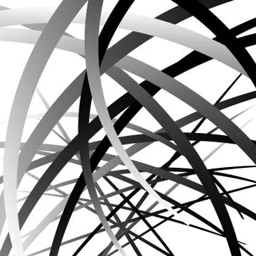 Overlapping random curved lines / shapes grayscale geometric pattern. Artisti 스톡 일러스트