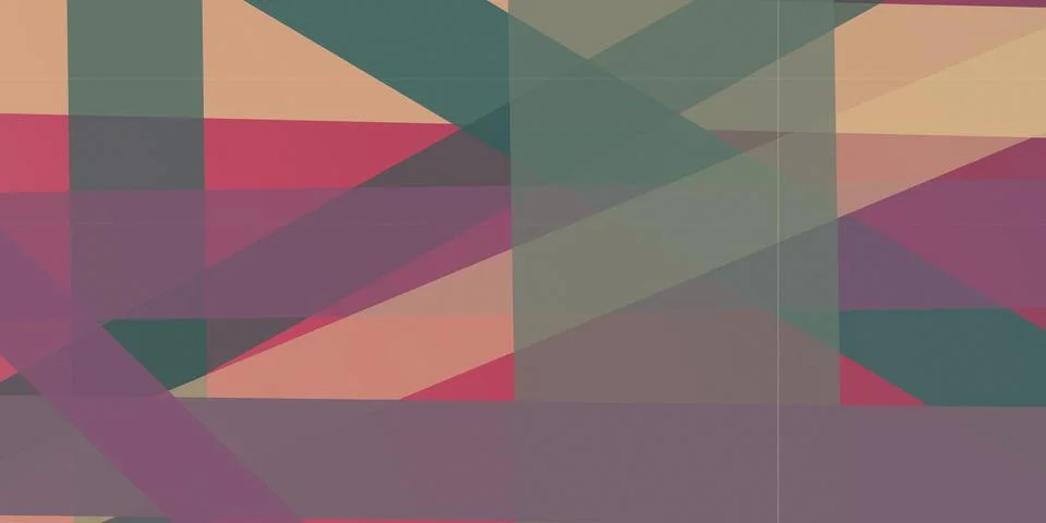 Overlapping rectangles and diagonal bands in dusty green, burgundy, peach, .. Stockillustratie