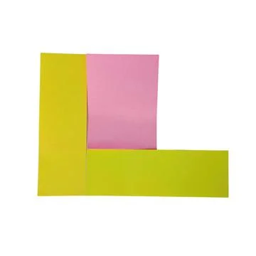 Overlapping rectangular papers in yellow and pink flat lay style Stock Illustration
