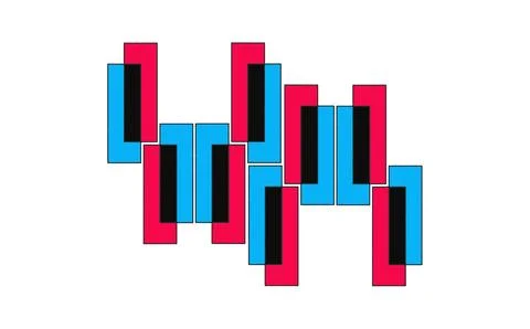 Overlapping Red and Blue Bars Stock Illustration