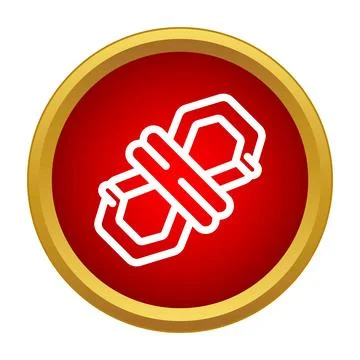 Overlapping red geometric hexagons forming connection knot icon Stock Illustration