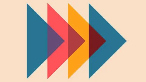 Overlapping Retro Colored Squares on Cream Stock Illustration