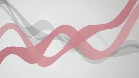 Overlapping rose and gray ribbon waves flow in a seamless loop Stock Footage 340957537