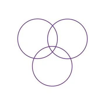 Overlapping sets in math., overlapping circles, 3 intersecting circles. Vecto Stock Illustration