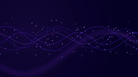 Overlapping sine wave lines and floating particles in a seamless loop Stock Footage 341070722