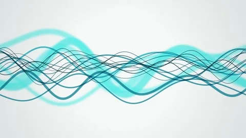 Overlapping sound waves flow horizontally in a seamless loop Video stock 340957567