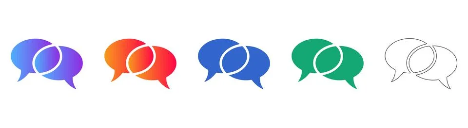 Overlapping Speech Bubble Icons in Gradient and Line Art Illustrazione stock