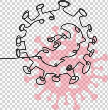 Overlapping spiky spheres showing virus in flat design scribbling spikes on Stock Illustration