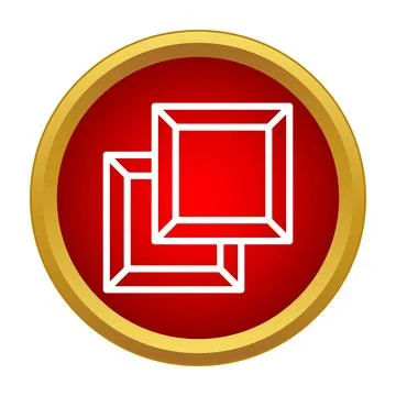Overlapping square frames icon on red circle Stock Illustration