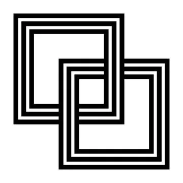 Overlapping Square Maze, Geometric Logo Puzzle Design with Optical Illusion Stock Illustration