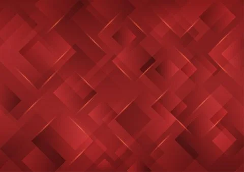 Overlapping square shapes and light on dark red abstract background Stock Illustration