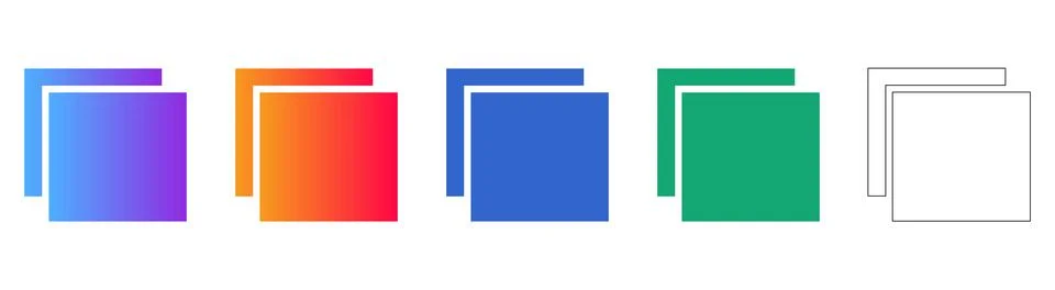 Overlapping Square UI Icons Illustration