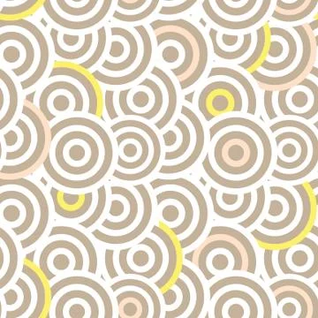 Overlapping striped circles seamless vector pattern. Illustrazione stock