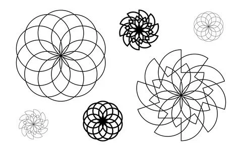Overlapping thin line circular geometric patterns, Minimalist abstract line.. Ilustração Stock