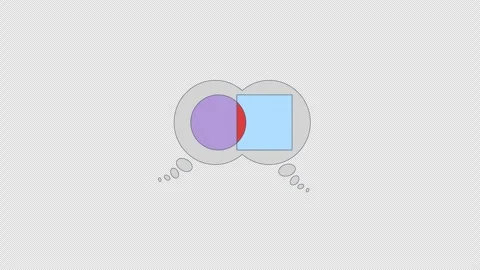 Overlapping thought bubbles with contrasting shapes 2D cartoon object animation Stock Footage 306123190