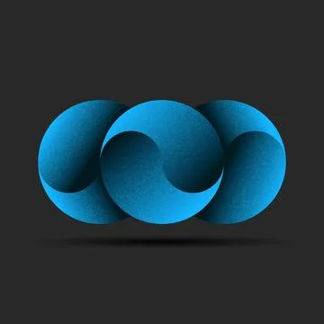 Overlapping three circles circular pattern logo with blue gradient and nois.. Illustrazione stock