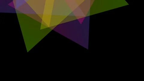Overlapping translucent geometric triangles forming a star on black background Video stock 335117495
