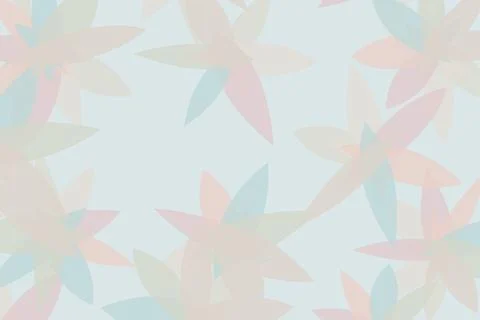 Overlapping translucent leaves form airy pastel starbursts across a pale bl.. Stock Illustration