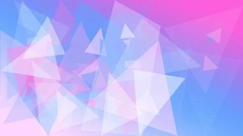 Overlapping translucent polygon triangles drift across a blue-to-pink gradi.. Stock Illustration
