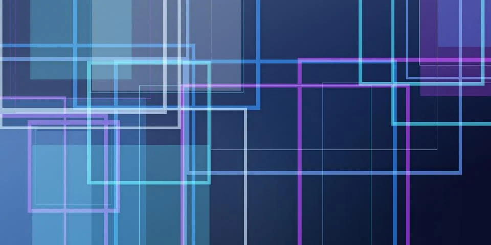 Overlapping translucent rectangles and fine lines create a sleek, futuristi.. Stockillustratie