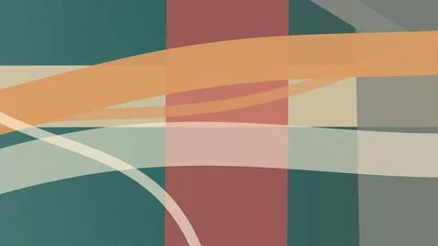 Overlapping translucent shapes in teal, rust, cream, and ocher create a dyn.. Stock Illustration