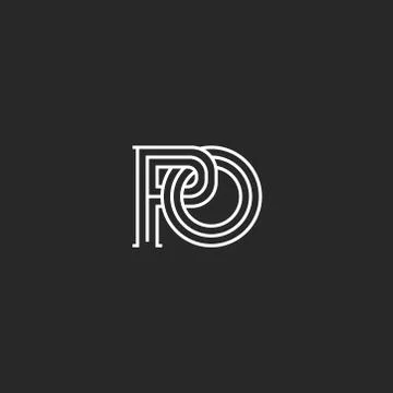 Overlapping of two letters P and O creative linear monogram PO initials in me Stock Illustration