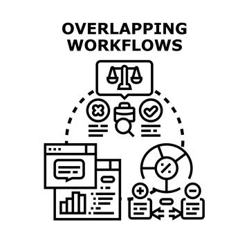 Overlapping workflows and business process management concept Illustrazione stock