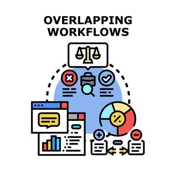 Overlapping workflows and business process management concept Stockillustratie