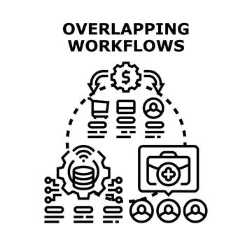 Overlapping workflows concept for business management Stockillustratie