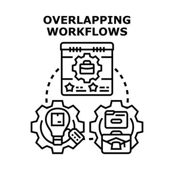 Overlapping workflows integration presenting business collaboration Stockillustratie