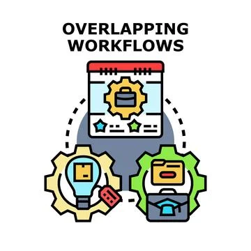 Overlapping workflows integration presenting business collaboration Stockillustratie