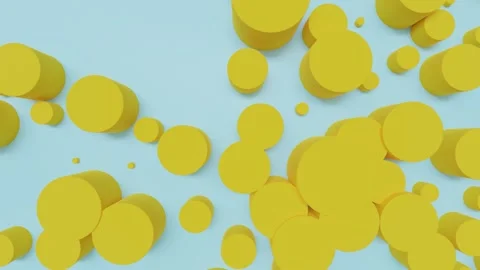 Overlapping yellow cylindrical shape on blue background 스톡 동영상 196078862