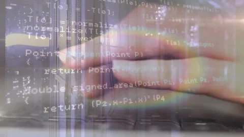 Overlay appearing while developer hand typing API flags and defining geometry Stock Footage 311901770