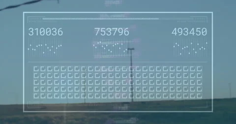 Overlay being animated with numeric readouts and scatter plots on grid while Stock Footage 309096909