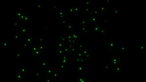 Overlay decoration design set tiny particles with green color flying four ways Stock Footage 296230284