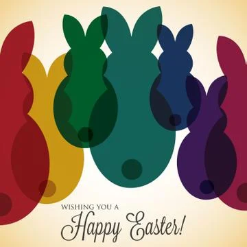 Overlay Easter bunny card in vector format. Illustrazione stock