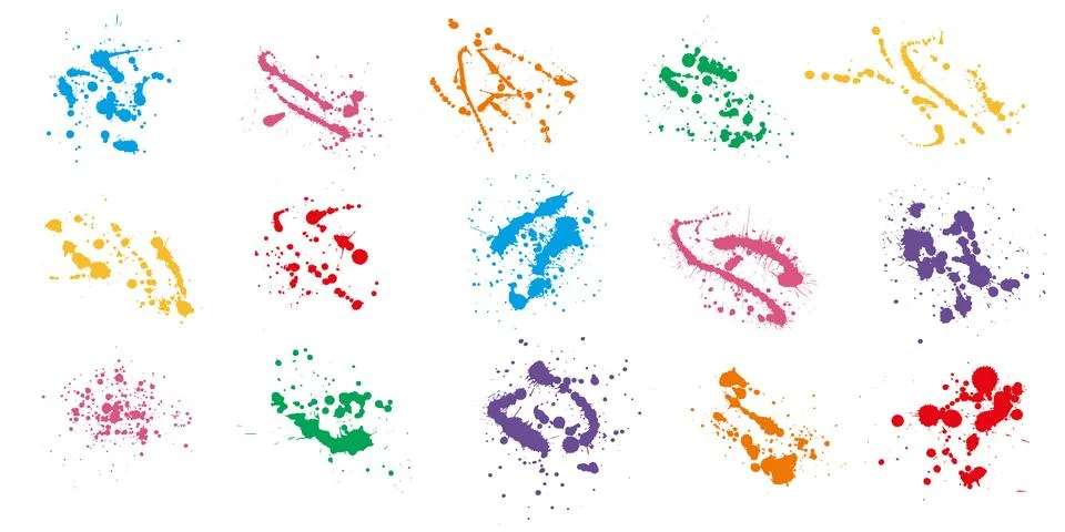Overlay, elements of color paint splatter, set. Vector illustration 스톡 일러스트